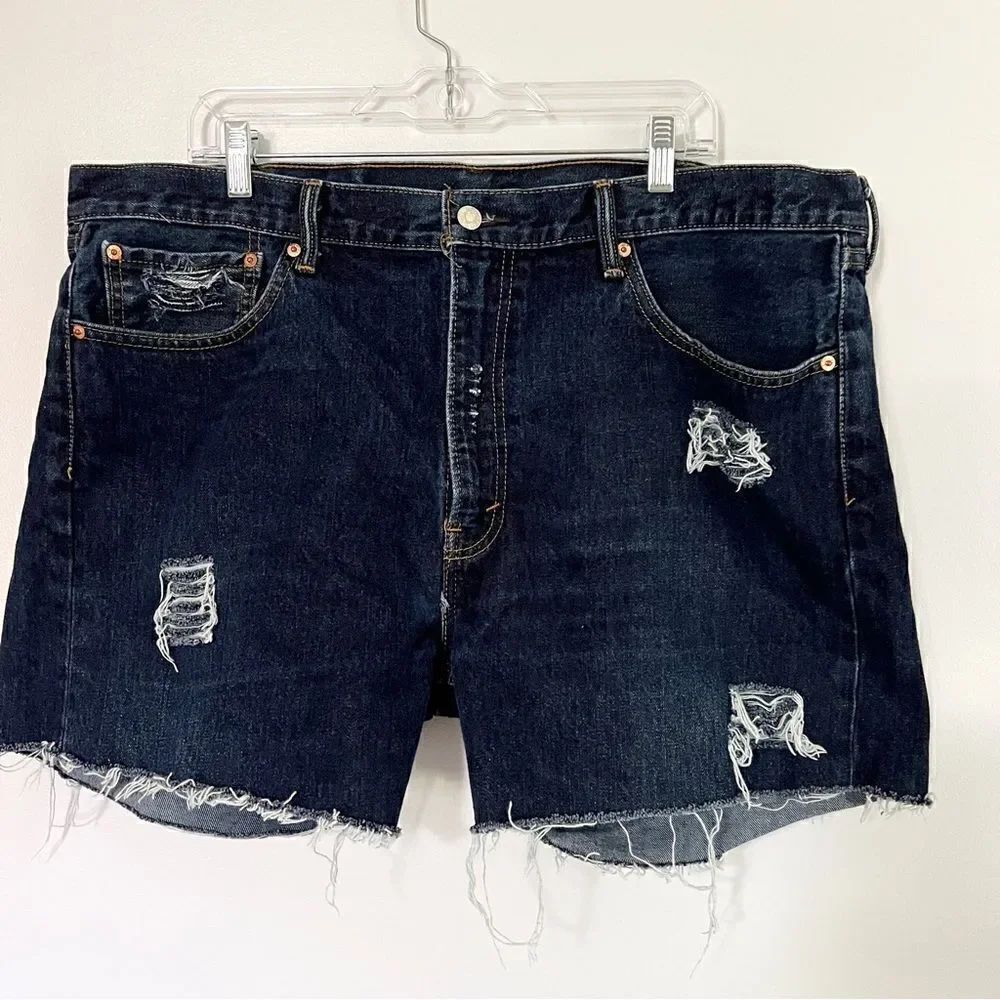 Levi’s 505 Deconstructed Jean Denim Shorts XXL 42 Waist High Rise Mom Jean